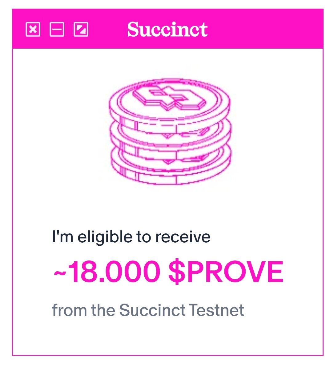 can't say anything, LUV YOU SO MUCH <a href="/SuccinctLabs/">Succinct</a> 

I'm eligible to receive ~18,000 PROVE from the <a href="/SuccinctLabs/">Succinct</a> airdrop!

thanks for best cm <a href="/0xCRASHOUT/">crashout</a>
thanks for beuty <a href="/nair_advaith/">Advaith</a> 
thanks for my best reg helper <a href="/szeto0040/">0xDragon</a> 
thanks <a href="/pumatheuma/">Uma Roy</a> 

I LOVE THIS COMMUNITY 🩷