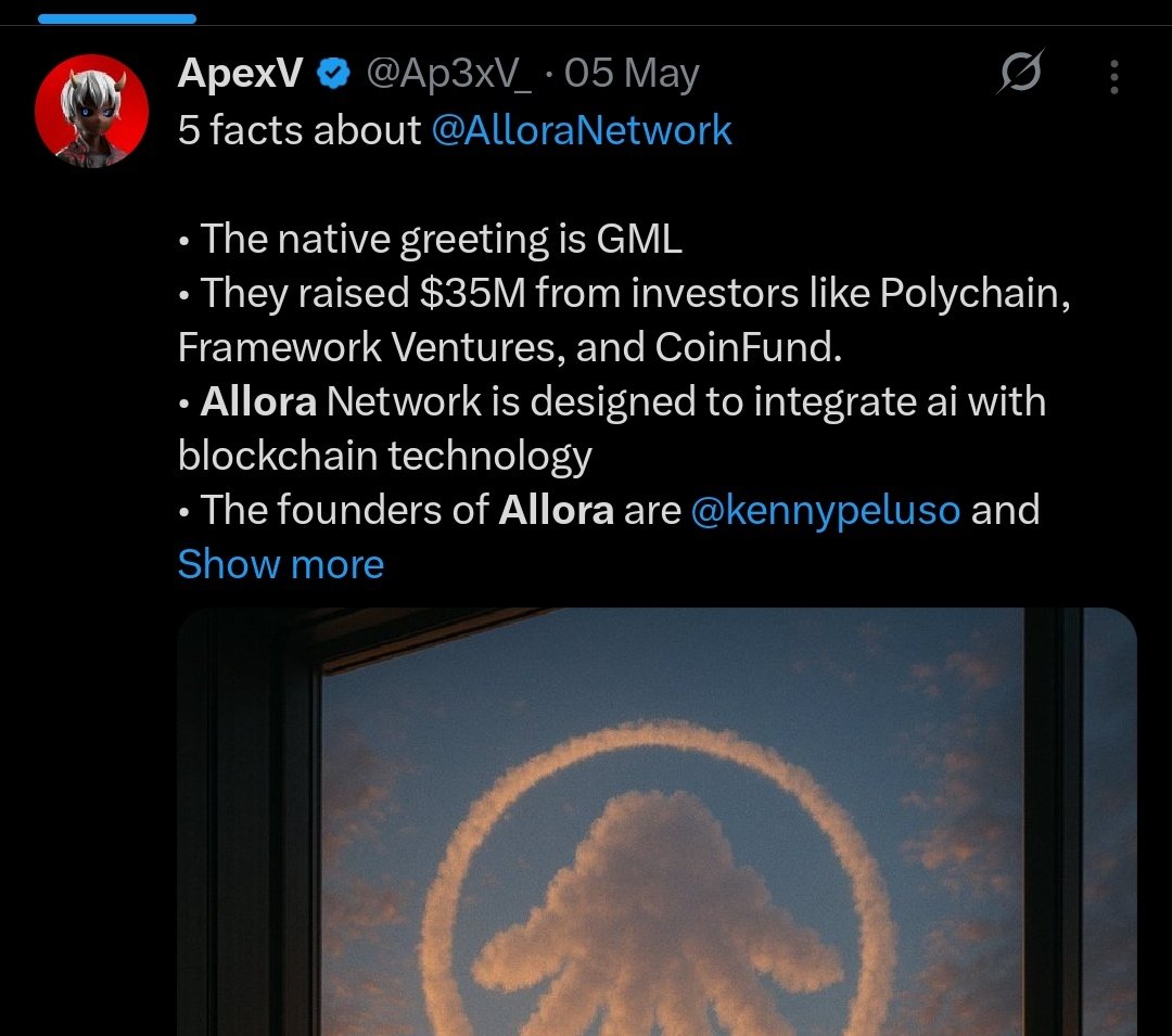 Ap3xV_'s tweet image. My first @AlloraNetwork post was may 5th
If only I remained consistent instead of whining about not being on any leaderboard 😹
It's all good, though.
@AlloraNetwork yappers are gonna eat good fr !!