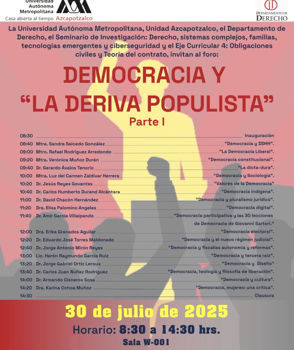 “Democracia y la deriva populista”

Les esperamos este 30 de julio en la UAM-Azcapotzalco.