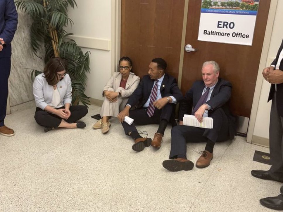 JUST NOW: Democratic Members of Congress are now doing a “Sit-In” at an ICE facility and are demanding to be let in.