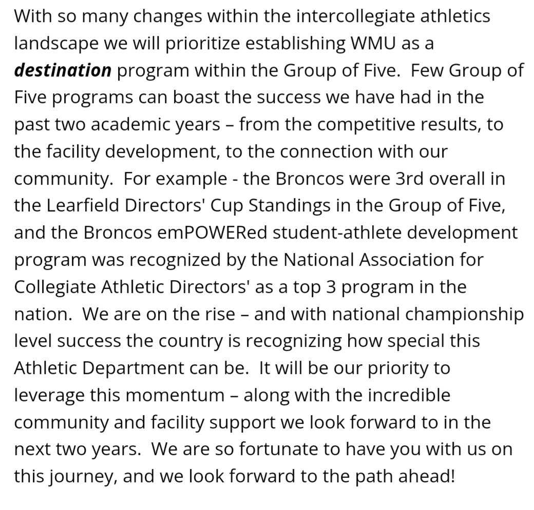 NILnotNLI's tweet image. One would be hard-pressed to disagree with Western Michigan University AD Dan Bartholomae&apos;s assessment that the school is now a &quot;destination&quot; G5 athletics program:
wmubroncos.com/news/2025/7/28…