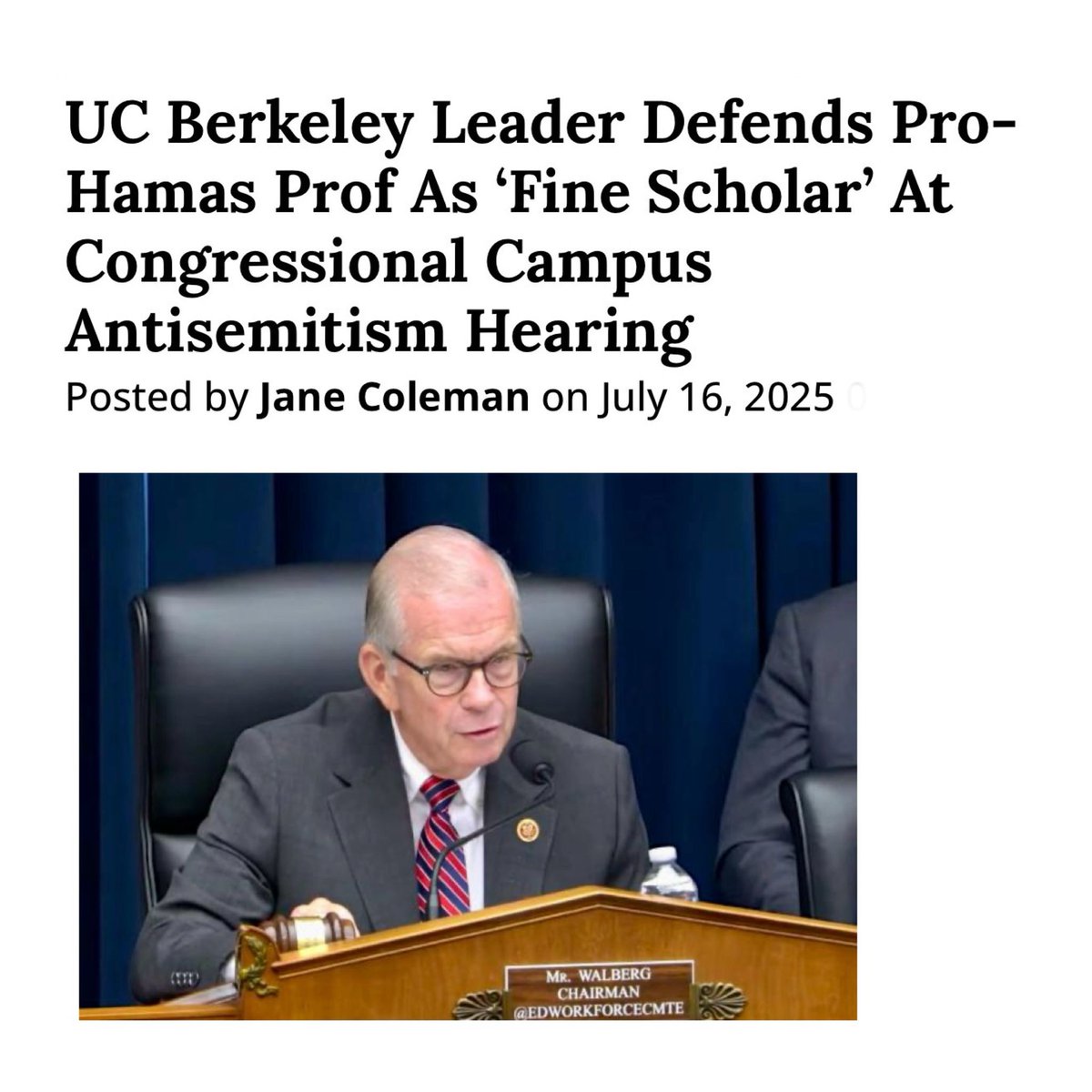 JaneBColeman's tweet image. University officials from Georgetown, Berkeley, and CUNY testified for over three hours before a House panel that was interrupted four times by pro-Palestine protesters
Read more @LegInsurrection