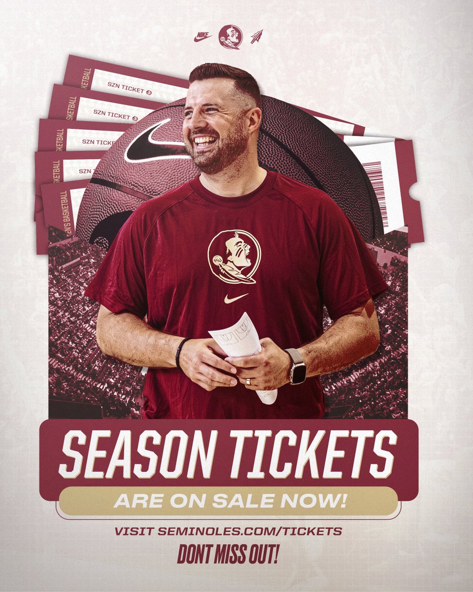 FSUHoops's tweet image. Be part of Coach Loucks’ first season. Season tickets for the new era of Florida State Basketball are officially on sale. 🎟️🍢
Get yours here: bit.ly/4nTbgxa
#CONNECTED
