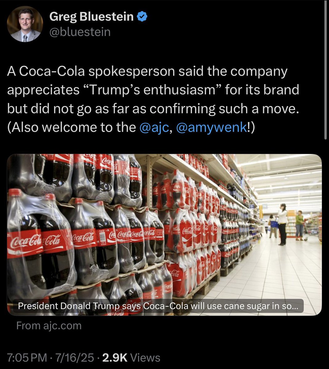RonFilipkowski's tweet photo. He’s so desperate to change the subject off Epstein that he even lied about Coca-Cola. https://t.co/QSWlvsERKD