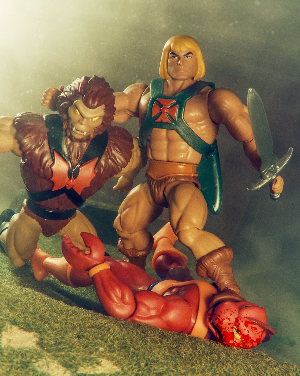 By the power of Grayskull! 💥 He-Man takes down Clawful and Grizzlor. Evil never stood a chance! 💪 
#HeMan #MOTU #MastersOfTheUniverse #ToyPhotography #ToyArtistry