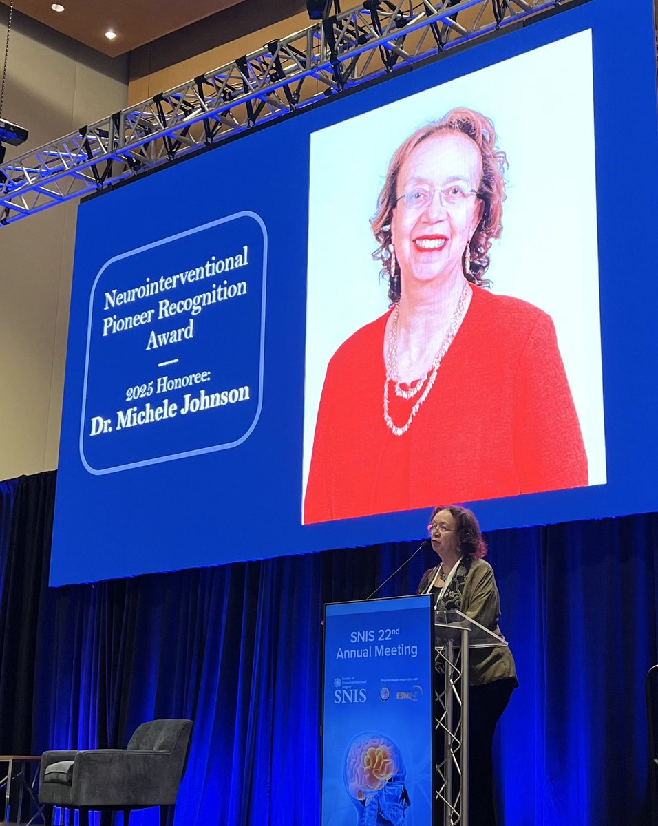 Congratulations to a giant in the field, a champion of women we stand on the shoulders of, Dr. Michele Johnson for the Neurointerventional
Pioneer Recognition Award!