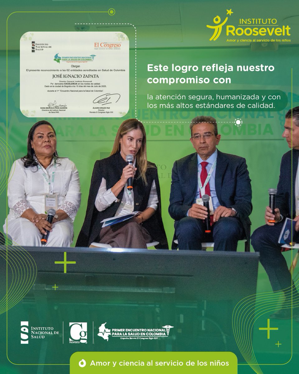 🎖️🏥Durante el #EncuentroNacionalDeSalud, el Instituto Roosevelt fue reconocido como una de las siete instituciones acreditadas en excelencia en salud en Colombia. 👇 #InstitutoRoosevelt #AcreditaciónEnSalud #SaludConPropósito #SaludInteligente #SaludColombia