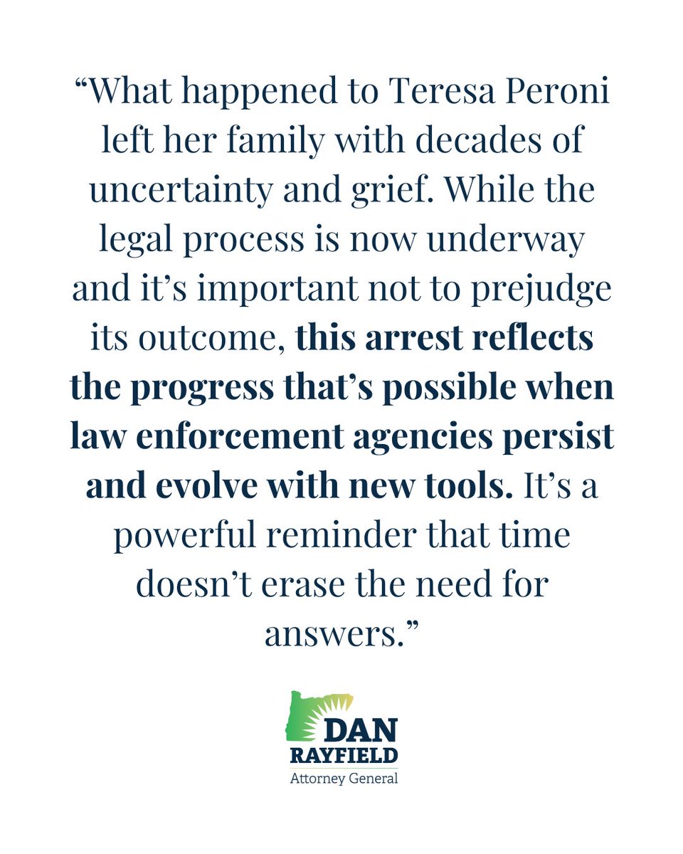 AGDanRayfield's tweet image. BREAKING NEWS: Oregon DOJ prosecuting 1983 murder case; murder suspect extradited to Josephine County and arraigned in court today.
#orpol