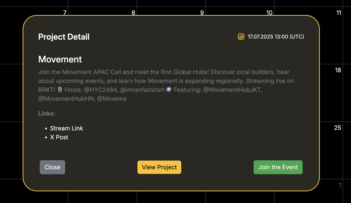 Movevent (@moveventxyz) on Twitter photo ๐ฃ Movement APAC Call is here!
This time, we spotlight the first wave of Global Hubs ๐
๐๏ธ Hosts: <a href="/HYC2484/">Jo ๐ฆโก๏ธ</a> & <a href="/imranfaststart/">0ximran (defi/maxi) ๐ฆ๐จโจ</a>
Featuring:
<a href="/MovementHubJKT/">Movement Hub Jakarta</a> <a href="/MovementHubHN/">Movement Hub Hanoi</a> <a href="/MovementHubTPE/">Movement Hub Taipei</a> <a href="/istmovement/">Movement Hub ฤฐstanbul</a>
All details and timings are available on Movevent Calendar ๐
๐ ๐ฃ Movement APAC Call is here!
This time, we spotlight the first wave of Global Hubs ๐
๐๏ธ Hosts: <a href="/HYC2484/">Jo ๐ฆโก๏ธ</a> & <a href="/imranfaststart/">0ximran (defi/maxi) ๐ฆ๐จโจ</a>
Featuring:
<a href="/MovementHubJKT/">Movement Hub Jakarta</a> <a href="/MovementHubHN/">Movement Hub Hanoi</a> <a href="/MovementHubTPE/">Movement Hub Taipei</a> <a href="/istmovement/">Movement Hub ฤฐstanbul</a>
All details and timings are available on Movevent Calendar ๐
๐