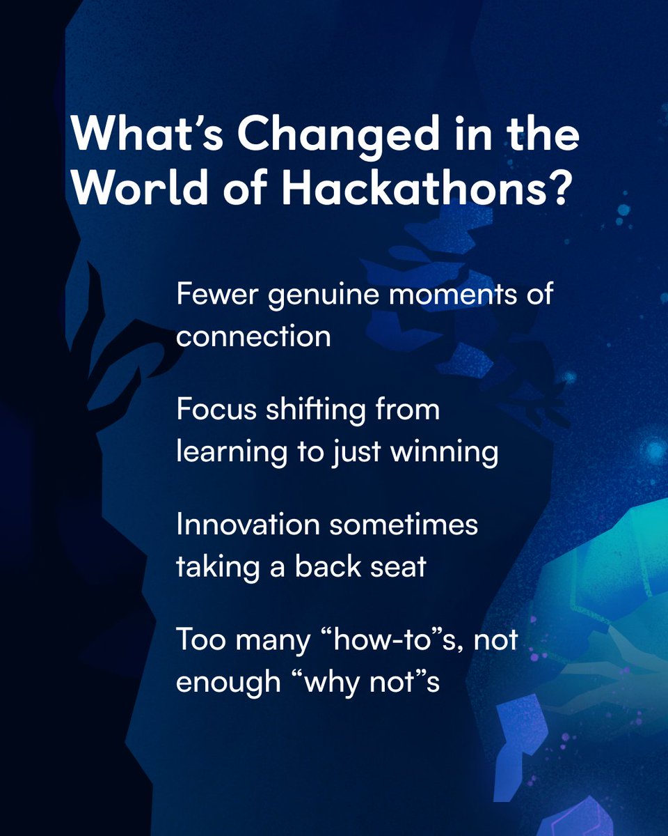 HackTheNorth's tweet image. are hackathons dying? ๐ more burnout ๐ฎโ๐จ less creativity ๐จ and too many ai projects ๐ค
hack the north is rethinking what hackathons can be ๐ก
read how we're rebuilding the experience ๐ medium.com/@hackthenorth/โฆ
#hackthenorth #hackathons #techculture #studentbuilders ๐ป