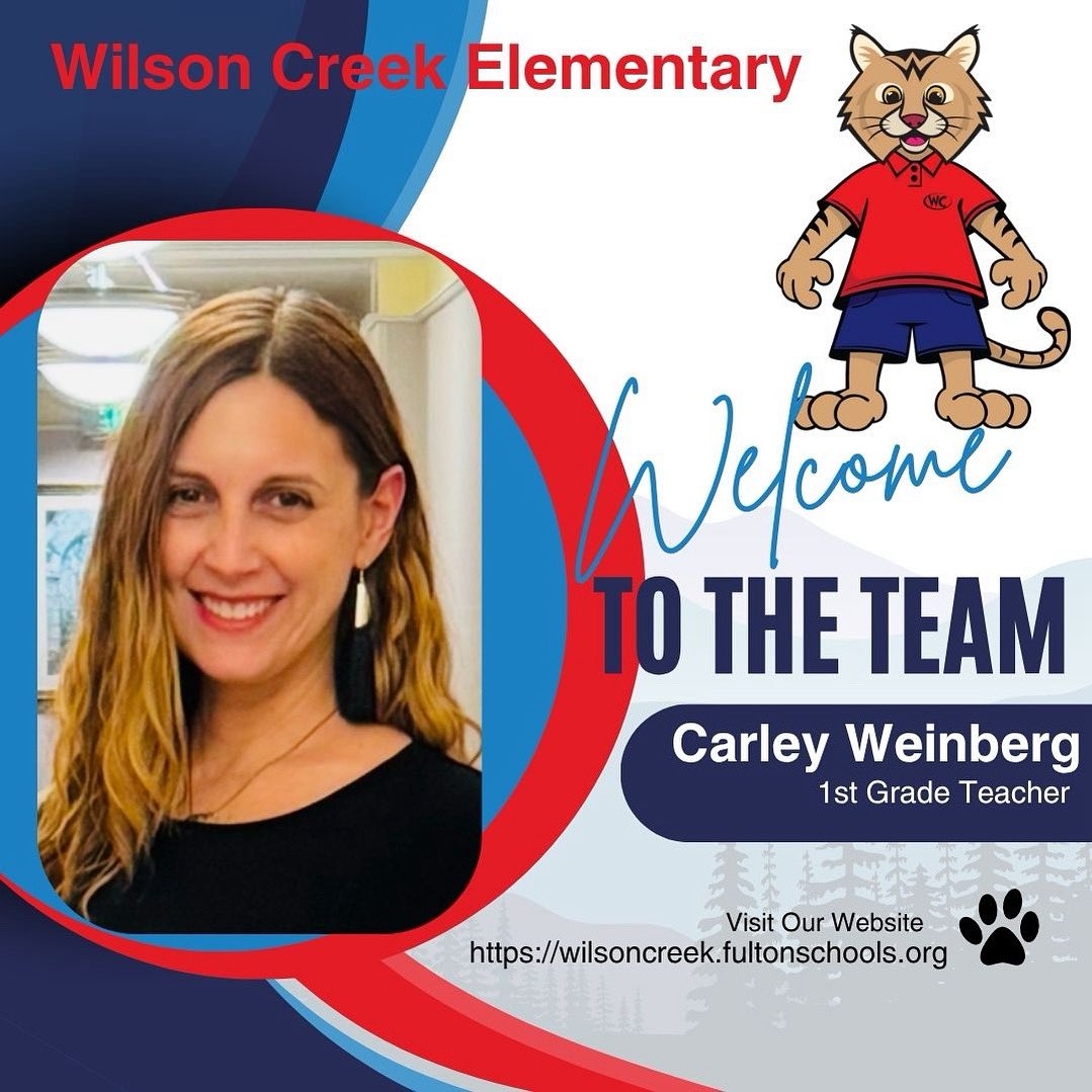 Wilson Creek ES (@wilsoncreekes) on Twitter photo Welcome back to <a href="/WilsonCreekES/">Wilson Creek Elementary School</a> Carley. We are so excited you’ll be a WILDCAT <a href="/FultonCoSchools/">FultonCountySchools</a> 🥳🙌🏻🐾 Welcome back to <a href="/WilsonCreekES/">Wilson Creek Elementary School</a> Carley. We are so excited you’ll be a WILDCAT <a href="/FultonCoSchools/">FultonCountySchools</a> 🥳🙌🏻🐾