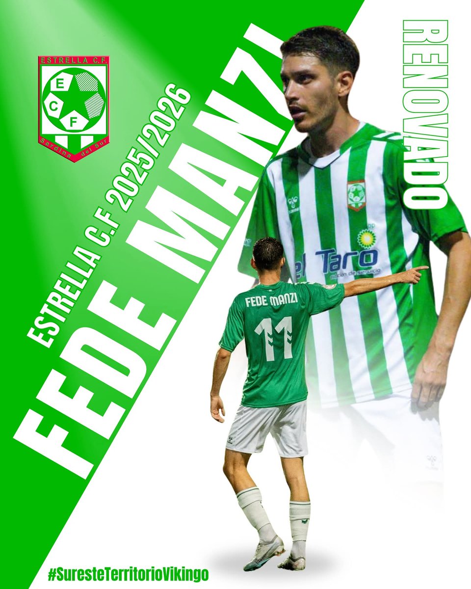 Antonio León (@antonioleonrgue) on Twitter photo El uruguayo 🇺🇾 <a href="/FedeManzi96/">Federico Manzi Cruz</a> renueva su compromiso con el <a href="/EstrellaCF/">Estrella C.F.</a> donde jugará por séptima temporada consecutiva y novena separado en otras dos etapas.
También jugó en Joveros Las Rosas, <a href="/laudvecindario/">𝐔𝐧𝐢ó𝐧 𝐃𝐞𝐩𝐨𝐫𝐭𝐢𝐯𝐚 𝐕𝐞𝐜𝐢𝐧𝐝𝐚𝐫𝐢𝐨.</a>, <a href="/cddoramas1971/">C.D Doramas</a> <a href="/GranadaCF/">Granada CF ❤️⚪️</a>, <a href="/cdsanpedro72/">C.D. SAN PEDRO MÁRTIR</a>, <a href="/UD_Lanzarote/">UD Lanzarote</a> y <a href="/udsanfer/">AVIA CAR San Fernando</a> El uruguayo 🇺🇾 <a href="/FedeManzi96/">Federico Manzi Cruz</a> renueva su compromiso con el <a href="/EstrellaCF/">Estrella C.F.</a> donde jugará por séptima temporada consecutiva y novena separado en otras dos etapas.
También jugó en Joveros Las Rosas, <a href="/laudvecindario/">𝐔𝐧𝐢ó𝐧 𝐃𝐞𝐩𝐨𝐫𝐭𝐢𝐯𝐚 𝐕𝐞𝐜𝐢𝐧𝐝𝐚𝐫𝐢𝐨.</a>, <a href="/cddoramas1971/">C.D Doramas</a> <a href="/GranadaCF/">Granada CF ❤️⚪️</a>, <a href="/cdsanpedro72/">C.D. SAN PEDRO MÁRTIR</a>, <a href="/UD_Lanzarote/">UD Lanzarote</a> y <a href="/udsanfer/">AVIA CAR San Fernando</a>