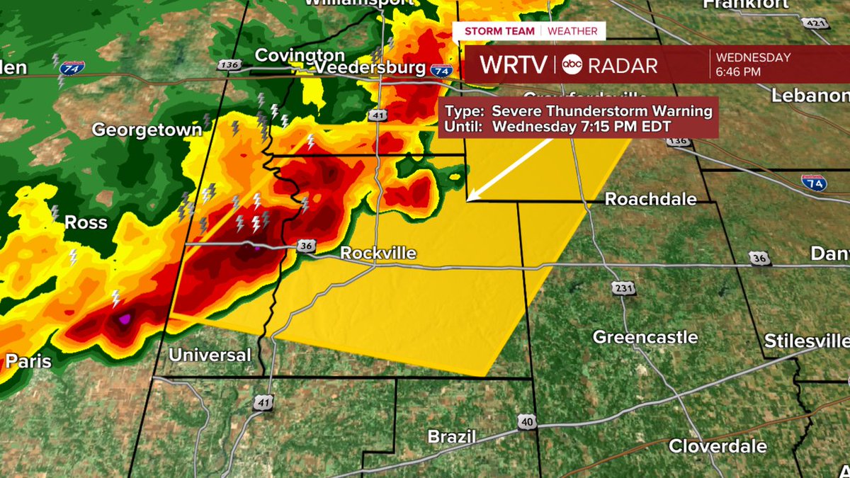 A Severe T'storm WARNING has been issued for Vermillion, Parke, Fountain, Putnam, Montgomery until Jul 16 7:15PM