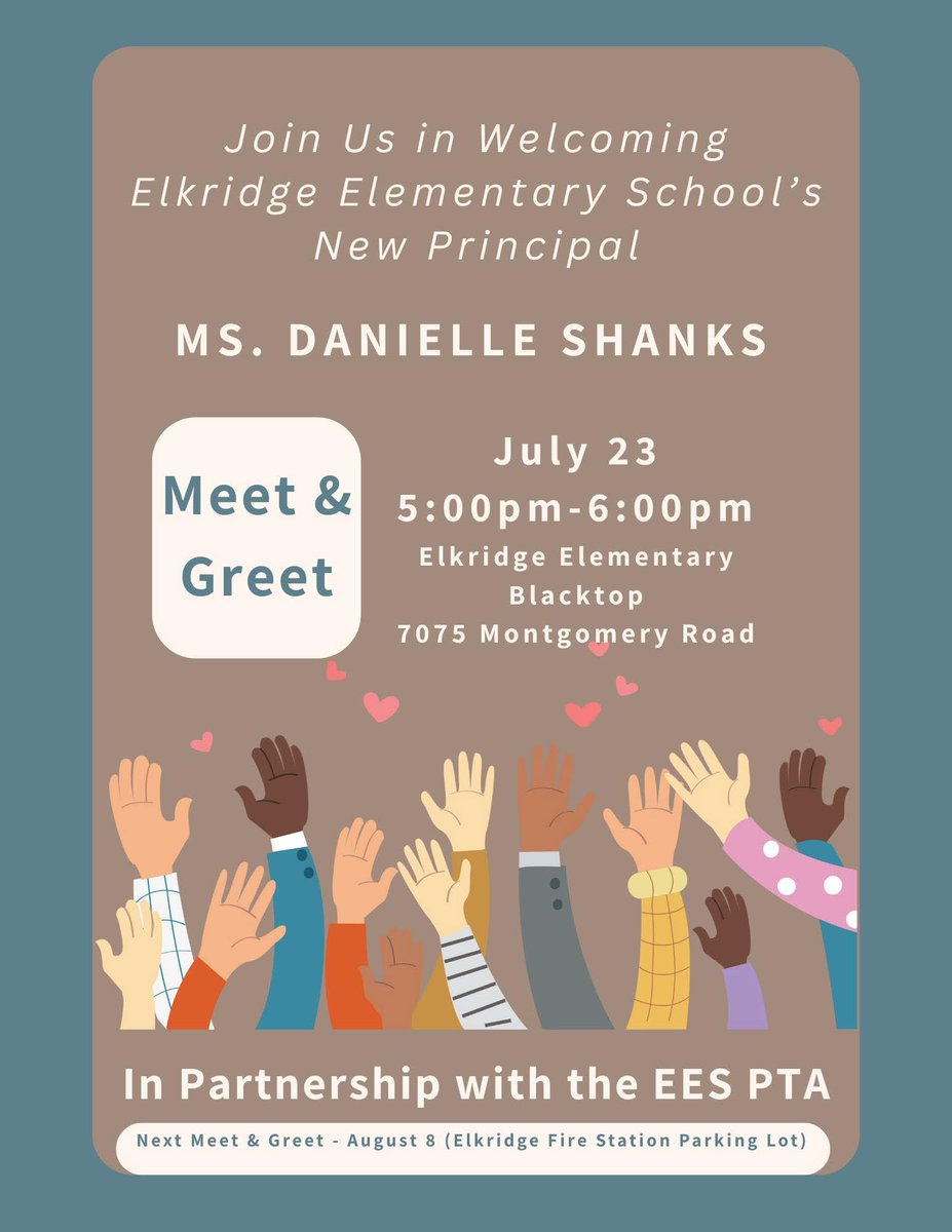Here's another chance to visit Ms. Shanks! Join us next Wednesday right at EES! #ees #hcpss #meetandgreet