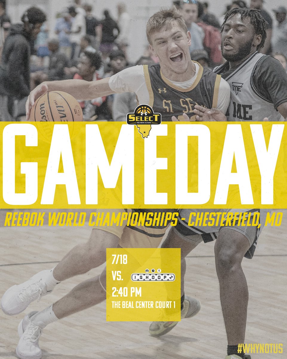 𝐑𝐄𝐄𝐁𝐎𝐊 𝐖𝐎𝐑𝐋𝐃 𝐂𝐇𝐀𝐌𝐏𝐈𝐎𝐍𝐒𝐇𝐈𝐏𝐒

SI Select starts their last tournament of the season this afternoon at the Reebok World Championships in Chesterfield, MO!

📍 The Beal Center
🆚 7/18 – 2:40 PM vs. IQ Hoops (Court 1)
👤 #12 Zack Persing

#WhyNotUs | #Family