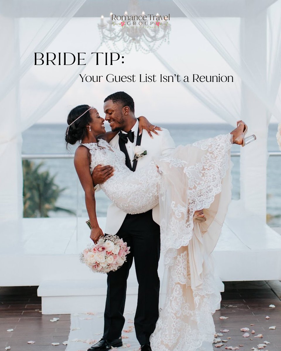 romancetravelgp's tweet image. Don’t feel bad for keeping it intimate. Your wedding day is about love, not long-lost cousins or that aunt you haven’t seen since 2004. 💐Invite those who bring joy. Leave the guilt at home. 💕#RomanceTravelGroup #DestinationWeddingTips #IntimateWeddings #WeddingWisdom