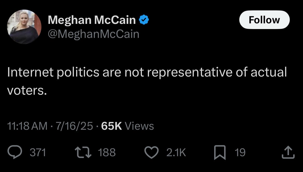 MillerStream's tweet image. idk if this is just bc she’s an old grumpy bitch or what… but con inc loves to spew this line when they need to push an unpopular agenda. reality is most under 30 are what they pejoratively call “extremely online” and when you touch grass you see internet politics are real life