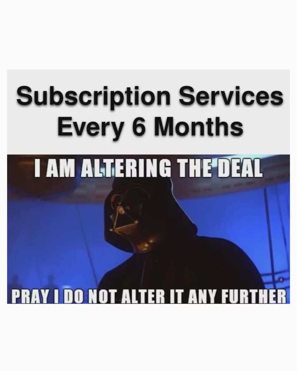 Memedroid's tweet image. Subscription services #memes #darthvader #subscription #services #funny