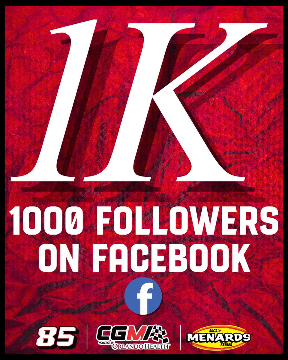 1K. Enough said. Thank you CGM Nation! 🙌

#ARCA | #CGM | #LetsGoRacing | <a href="/orlandohealth/">Orlando Health</a>