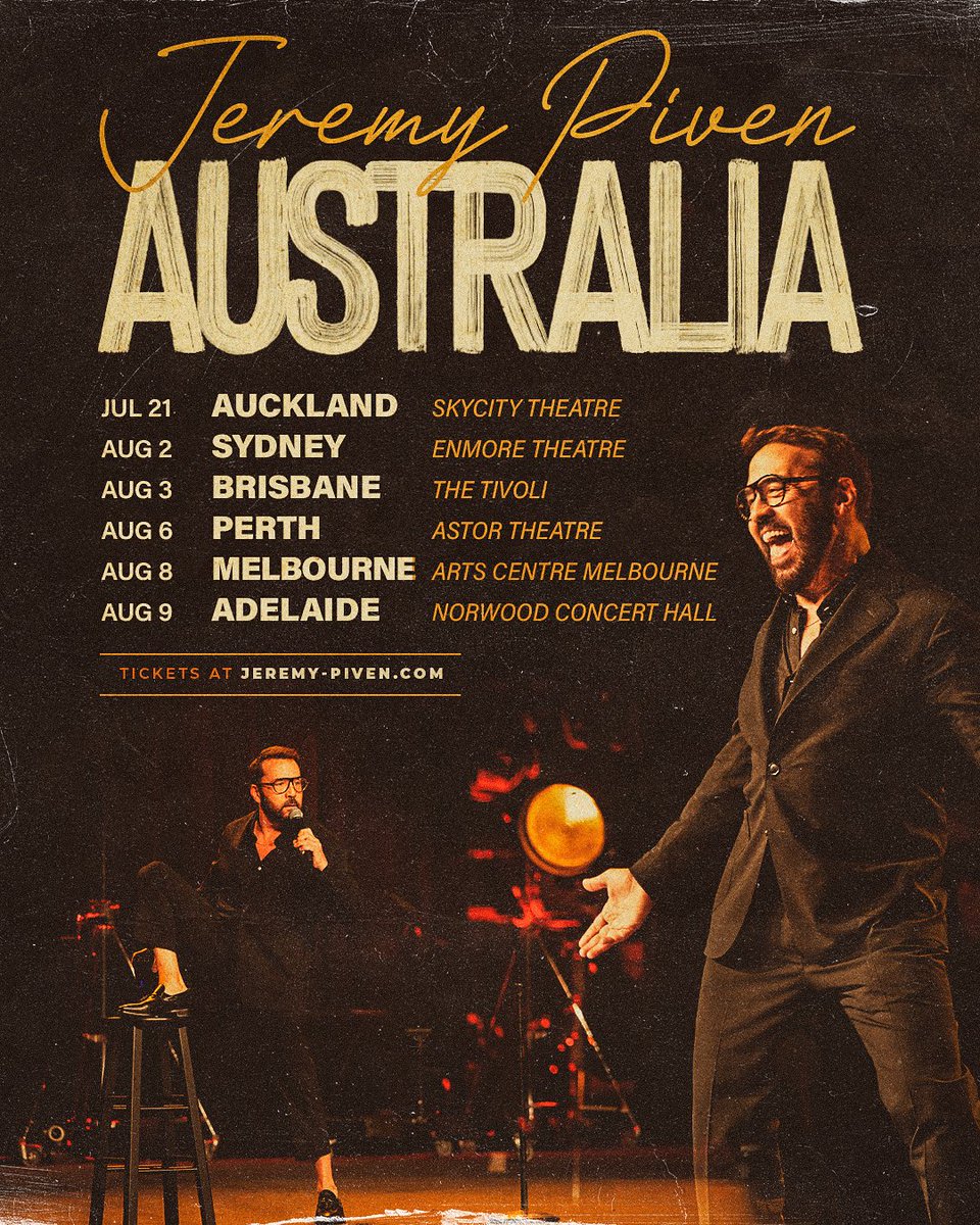 jeremypiven's tweet image. Time to punch some kangaroos with Russell Crowe ( name that quote) I cannot wait for this one… Meet you guys down under!
Tix jeremy-piven.com