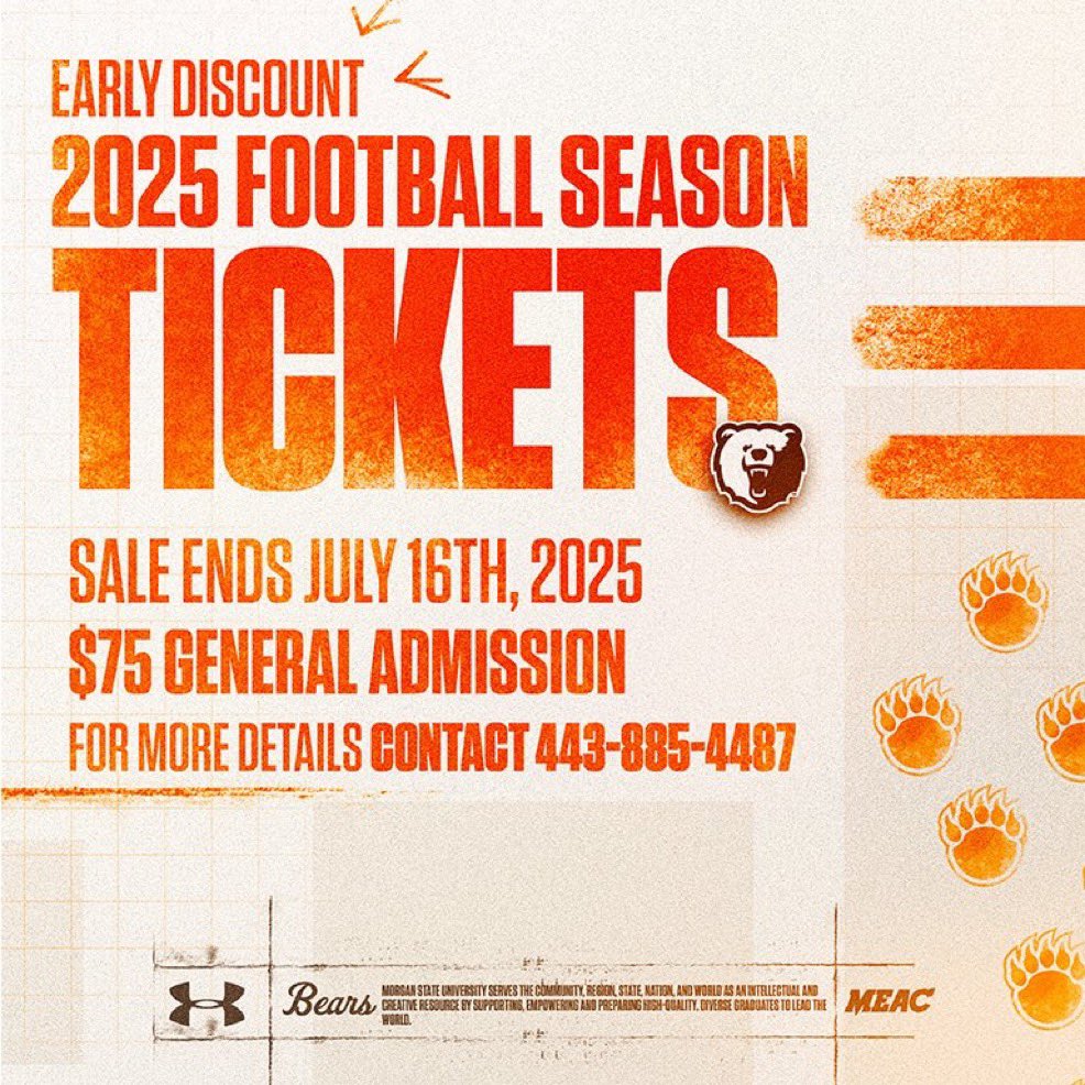 MorganStBears's tweet image. Last chance. Only a few hours left to get the Early Bird discount on football season tickets!
🐻🏈🎟️🔗shorturl.at/slfkf