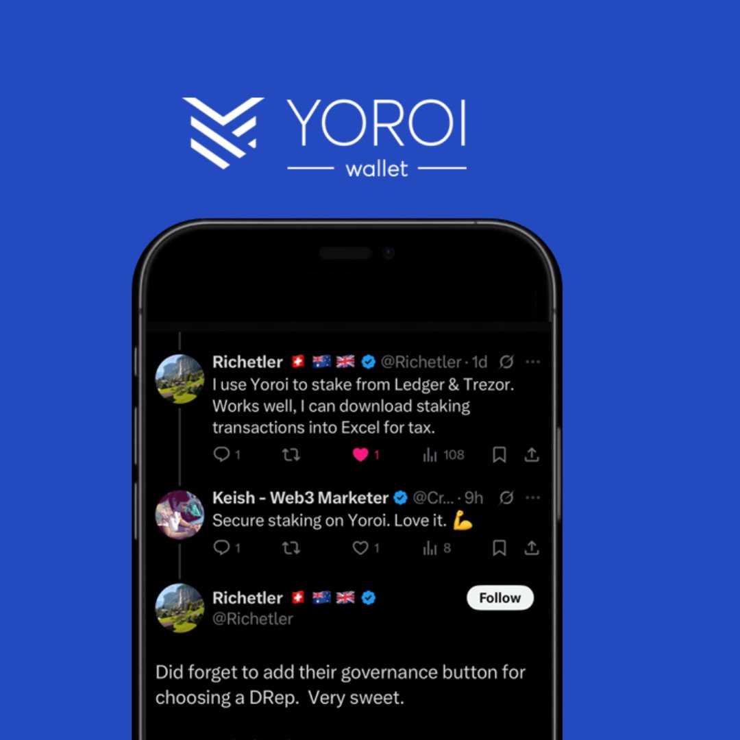 YoroiWallet's tweet image. Your keys. Your wallet. Your Yoroi.
Thanks @Richetler
yoroiwallet.com