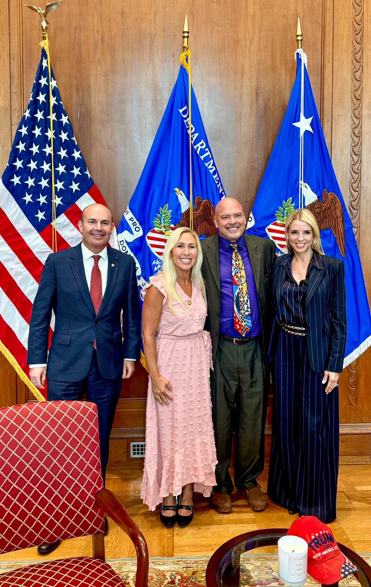 alayna_raddon's tweet image. We were honored to sit down with AG Pam Bondi, Rep. Marjorie Taylor Greene, and Senator Mike Lee in AG Bondi’s office today. What unfolded was an incredible and deeply personal conversation—one filled with strength, conviction, and genuine hope. Their tireless support was…