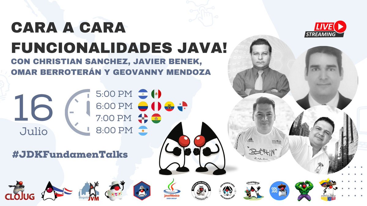 _benek's tweet image. Vamos a hacer lo que hizo @java pero en vivo, echar a pelear las nuevas features a ver cuál gana 💪
En vivo ya ahora! 🔴 Entren a votar 📊
youtube.com/live/dxIhjqsNq…
#JUGsLatam #JDKFundamenTalks #JavaLatam