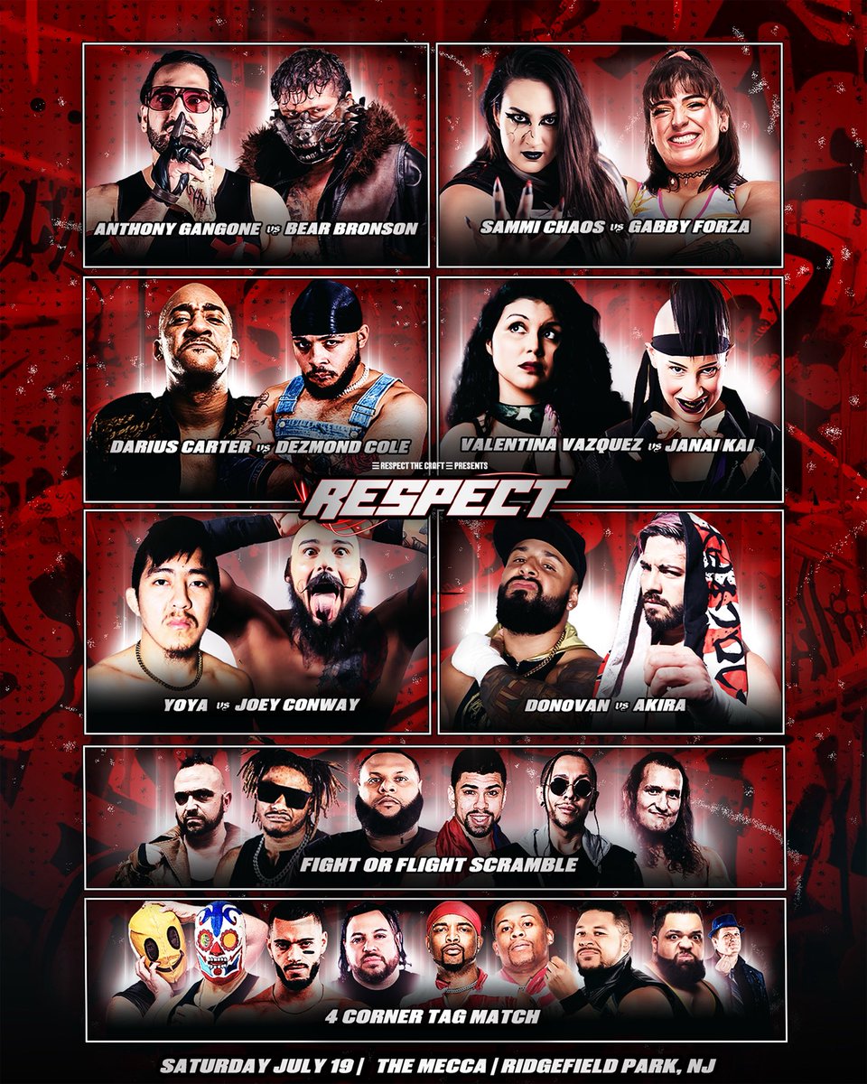 Ray Sanchez (@thertcpod) on Twitter photo This Saturday ๐จ๐จ๐จ
#RESPECT live from The Mecca - 106 Bergen Avenue Ridgefield Park NJ 
Doors: 7pm  
Bell Time: 8pm 
Tickets are still available: tinyurl.com/RESPECT25
The Night Will Feature 
Singles Match Sponsored By <a href="/NKLHDtoetagz/">ToeTagz</a> & The Nukklehedd Network 
โThe All This Saturday ๐จ๐จ๐จ
#RESPECT live from The Mecca - 106 Bergen Avenue Ridgefield Park NJ 
Doors: 7pm  
Bell Time: 8pm 
Tickets are still available: tinyurl.com/RESPECT25
The Night Will Feature 
Singles Match Sponsored By <a href="/NKLHDtoetagz/">ToeTagz</a> & The Nukklehedd Network 
โThe All