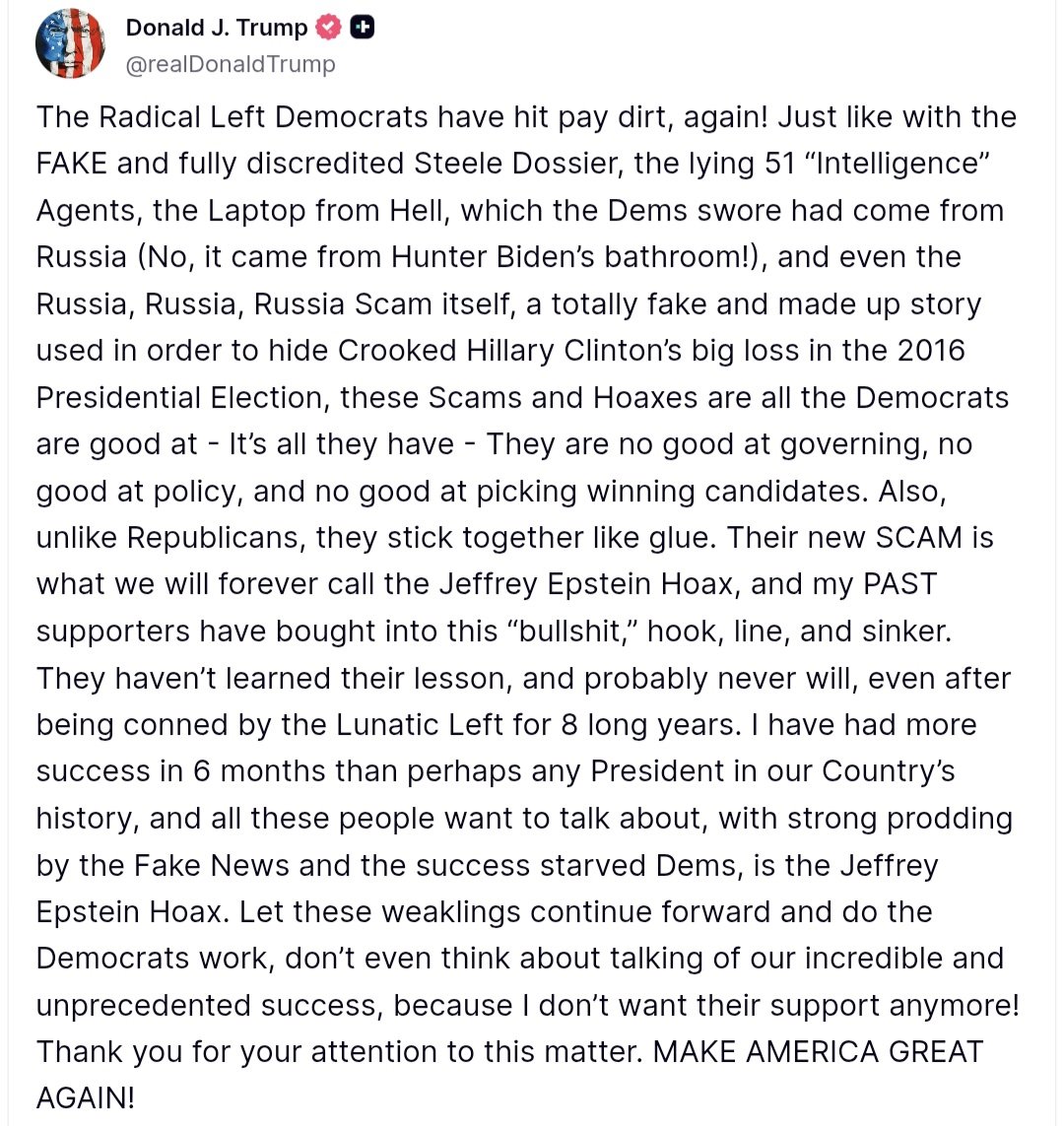 Retarded post of the day 🏅 

"Epstein hoax"