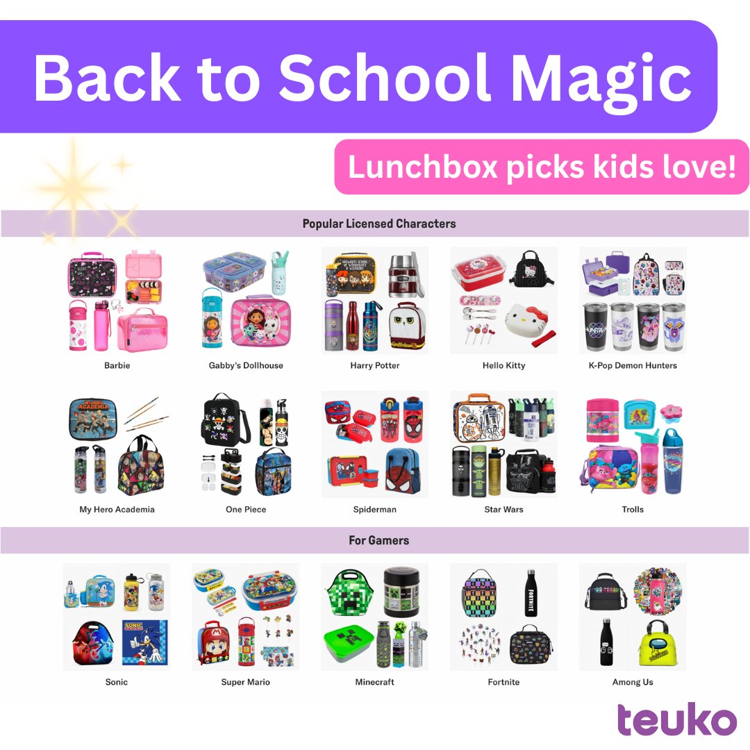 teukoapp's tweet image. Back-to-school lunchbox goals? 🎒✨
Barbie 💖 Hello Kitty 🐱 Harry Potter 🪄 One Piece ☠️ & more!
All in one spot 👉 teuko.com/boutique
#BackToSchool #AmazonFinds #TeukoLunch #LunchboxIdeas #KawaiiLunch