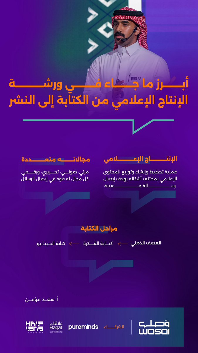 مجتمع وصـل (@wasal_sa) on Twitter photo من فكرة تُدوَّن إلى رسالة تُنشر وتُؤثّر 📝🎬
ورشة “الإنتاج الإعلامي من الكتابة إلى النشر” قدّمت رحلة متكاملة في عالم المحتوى، من العصف الذهني حتى كتابة السيناريو.
<a href="/AdMoumen/">سعد مؤمن| Sa’ad Momen</a>
#مجتمع_وصل من فكرة تُدوَّن إلى رسالة تُنشر وتُؤثّر 📝🎬
ورشة “الإنتاج الإعلامي من الكتابة إلى النشر” قدّمت رحلة متكاملة في عالم المحتوى، من العصف الذهني حتى كتابة السيناريو.
<a href="/AdMoumen/">سعد مؤمن| Sa’ad Momen</a>
#مجتمع_وصل