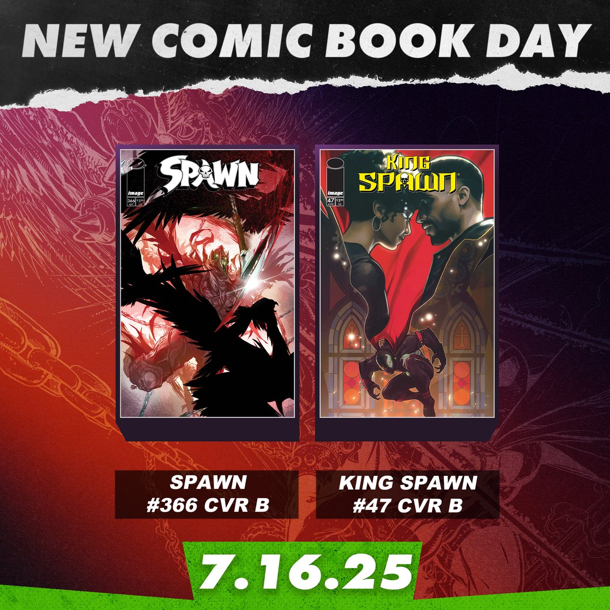McFarlaneComics's tweet image. Happy #NCBD! What are YOU picking up today? 🎉
SPAWN #366
SPAWN KILLS EVERY SPAWN TP VOL. 1 - collecting SKES #1-5
and KING SPAWN #47
#spawn #comics #mcfarlanecomics #cover @Todd_McFarlane @ImageComics