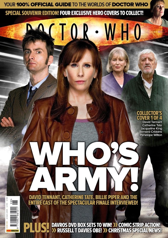 Praxeus_stan's tweet image. #DailyDWM -Day One Hundred and Ninety Nine, Part Two
The main Stolen Earth/Journey's End issue, with four covers and every single person from the episodes interviewed inside (they even got David Tennant in there twice as each incarnation lmao)