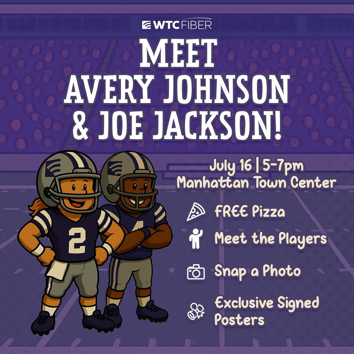WTC Fiber (@wtcfiber) on Twitter photo TONIGHT: Meet Avery Johnson & Joe Jackson at Manhattan Town Center! π <a href="/avery2johnson/">Avery Johnson</a> <a href="/Joeboy_3/">Joe Jackson</a>
π Free pizza
πΈ Snap a photo
ποΈ Grab a signed poster
β° 5β7PM | π Manhattan Town Center, Center Court
Brought to you by <a href="/wtcfiber/">WTC Fiber</a> + <a href="/WildcatNIL/">Wildcat NIL</a> TONIGHT: Meet Avery Johnson & Joe Jackson at Manhattan Town Center! π <a href="/avery2johnson/">Avery Johnson</a> <a href="/Joeboy_3/">Joe Jackson</a>
π Free pizza
πΈ Snap a photo
ποΈ Grab a signed poster
β° 5β7PM | π Manhattan Town Center, Center Court
Brought to you by <a href="/wtcfiber/">WTC Fiber</a> + <a href="/WildcatNIL/">Wildcat NIL</a>