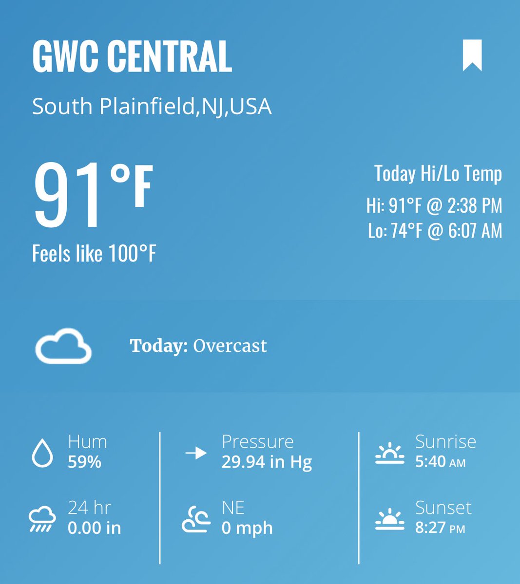 hurricaneville's tweet image. For the 12th time in 2025, the temperature has reached 90° at Greg’s Weather Center in South Plainfield, NJ.  It is also the 43rd time the temperature has reached 80°.  Lots of cumulus clouds building up thanks to the combination of heat and moisture.  #njwx #heat #humidity
