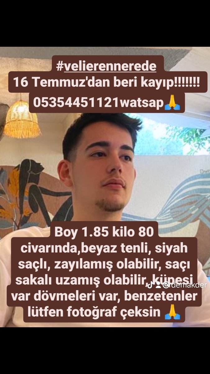 BaskayaLe's tweet photo. Veli Eren Atay, şimdi 21 yaşında.
16 temmuzdan beri kayıp nasıl bulunmaz bu kadar zaman?
#VeliEren #VeliErenNerede
#velierenbulunsun https://t.co/EtJr0VumEL