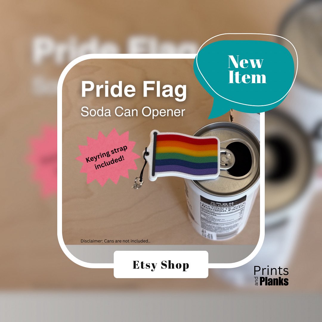 printsandplanks's tweet image. Pride Flag Soda Can Opener is now available in my Etsy shop!
printsandplanksco.etsy.com/listing/185439…
I was deciding between two versions and v2 won out. I still thinking about making v1 available though.