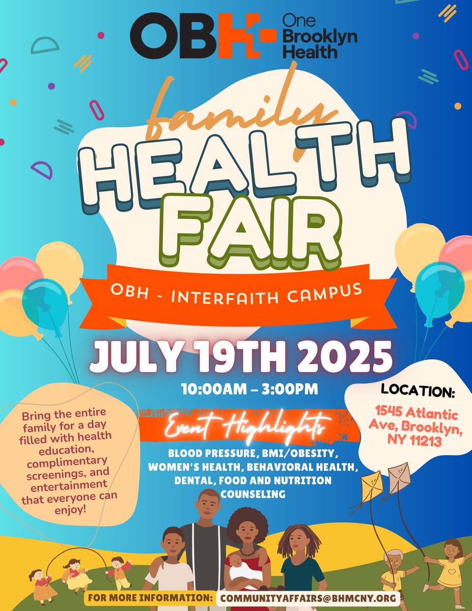 Bring the entire family this Saturday for a day filled with health education, complimentary screenings, and entertainment that everyone can enjoy!

LOCATION: 1545 Atlantic Ave, Brooklyn, NY 11213