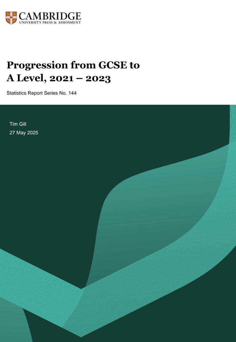 MathsEd_ReschUK's tweet photo. @themathsbazaar @KerryDunton Cambridge Assessment released the GCSE 2021 to A level 2023 analysis in May 2025, at: https://t.co/drWhFCr8oA https://t.co/78ggNnApQZ