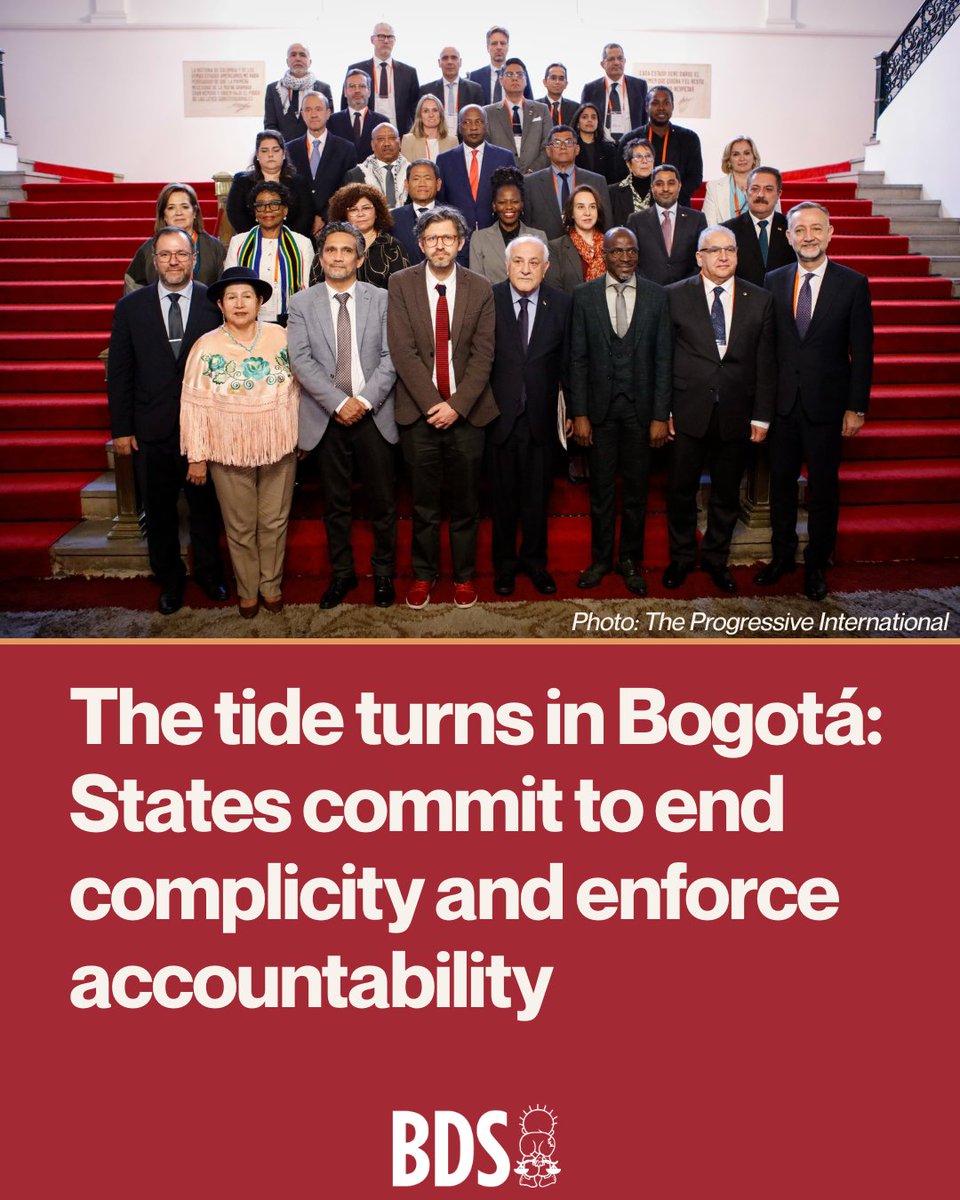 BDSmovement's tweet image. The tide turns in Bogotá: States commit to end complicity and enforce accountability.