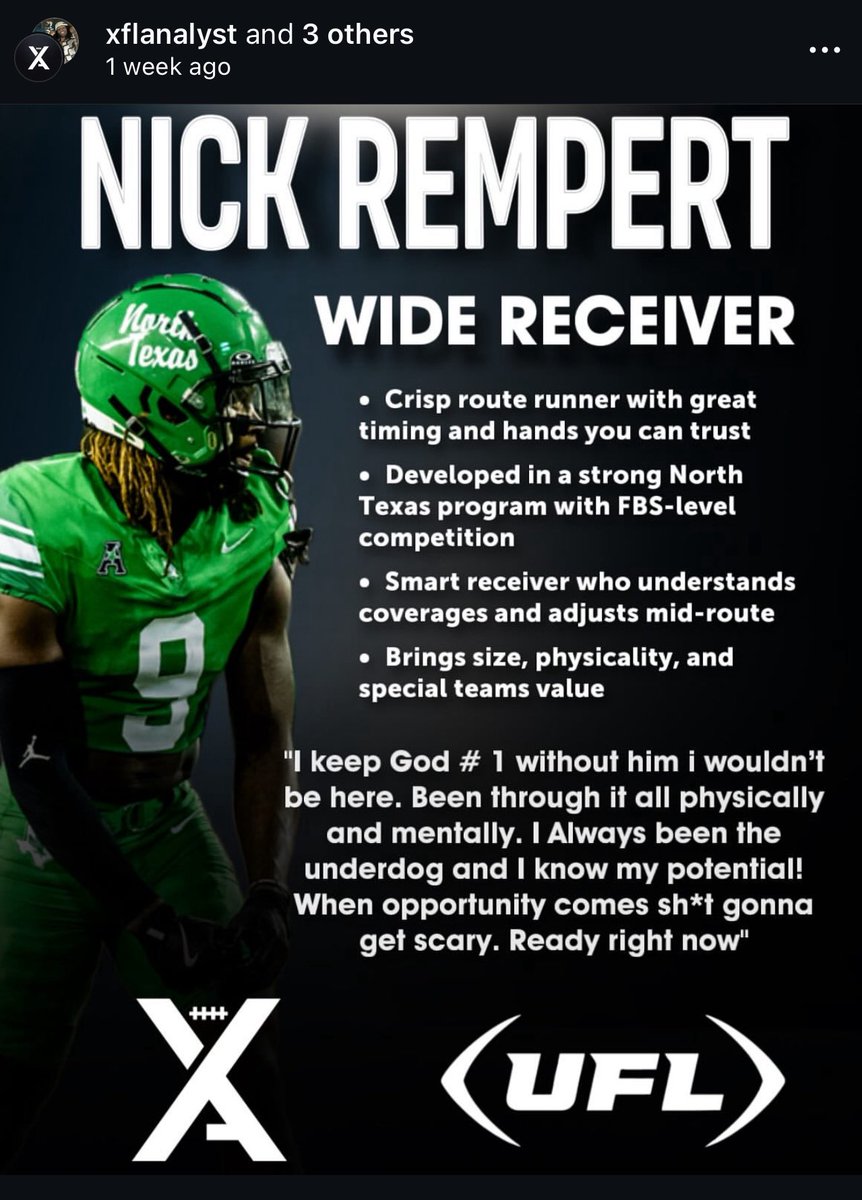 nick_rempert's tweet image. Still haven’t been cleared yet by @NCAA no telling how long it will be, missed pro day due to this…lookin for opportunity! (NFL, CFL, UFL). Got a lot to show! Ready to ball!🙏🏾 #Godsplan