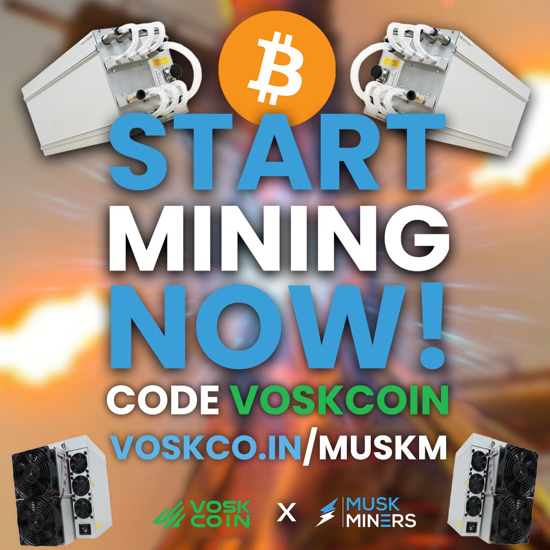 VoskCoin has two Bitcoin miners hosted with Musk Miners. We have been super  happy with their consistent uptime, responsiveness, and communication. And  @BWGreiner and his team are just all-around cool people! Looking