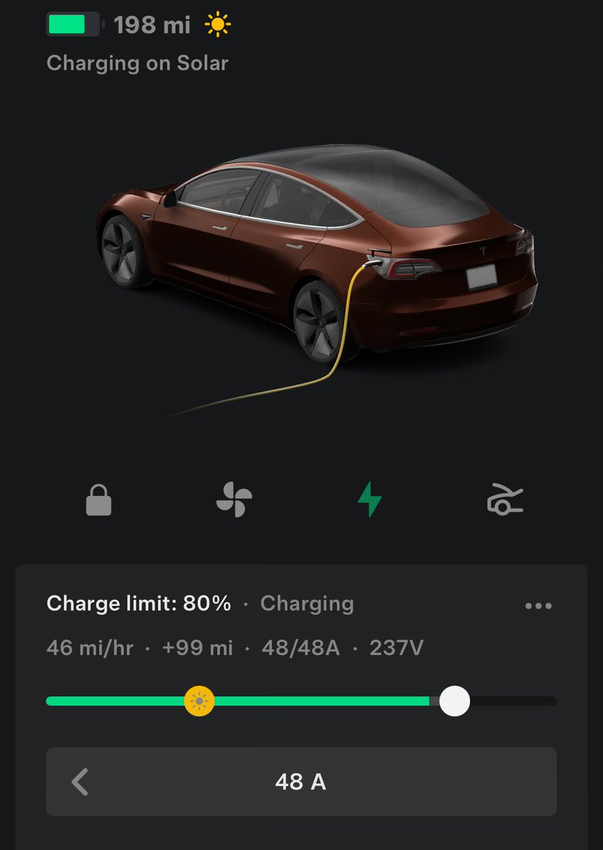 yuris's tweet image. Charging on solar is my absolute favorite part of a fully integrated Tesla ecosystem.
The powerwall communicates with the car to regulate how many kW are available from excess solar for the car to charge on. Magic!