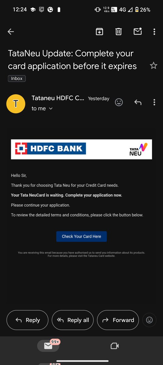 PatidarPwn's tweet image. Dear @HDFC_Bank @TataNeuOfficial, I am repeatedly receiving emails regarding credit card application reminders. Kindly remove my email from your promotional list. Please respect user preferences. #CustomerRequest #EmailPrivacy