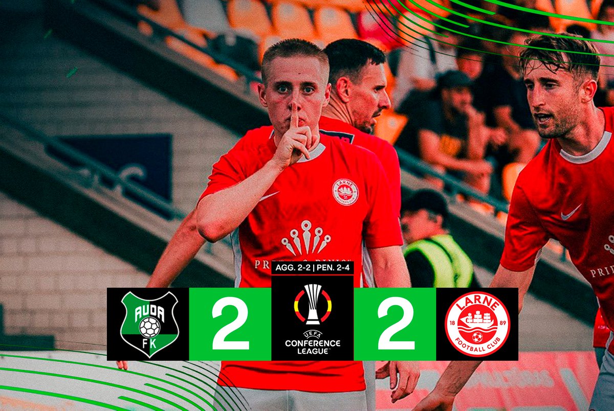 Conference en Espaรฑol - Jorge Cuesta (@conferenceesp) on Twitter photo โ
Hasta los penaltis se ha tenido que ir el Larne para asaltar Riga. Los de <a href="/NathanRooney89/">Nathan Rooney ๐</a> avanzan a la R2, en la que se las verรกn presumiblemente con el Prishtina kosovar.
โ Auda es, por tanto, el primer eliminado de la #UECL 25/26. โ
Hasta los penaltis se ha tenido que ir el Larne para asaltar Riga. Los de <a href="/NathanRooney89/">Nathan Rooney ๐</a> avanzan a la R2, en la que se las verรกn presumiblemente con el Prishtina kosovar.
โ Auda es, por tanto, el primer eliminado de la #UECL 25/26.