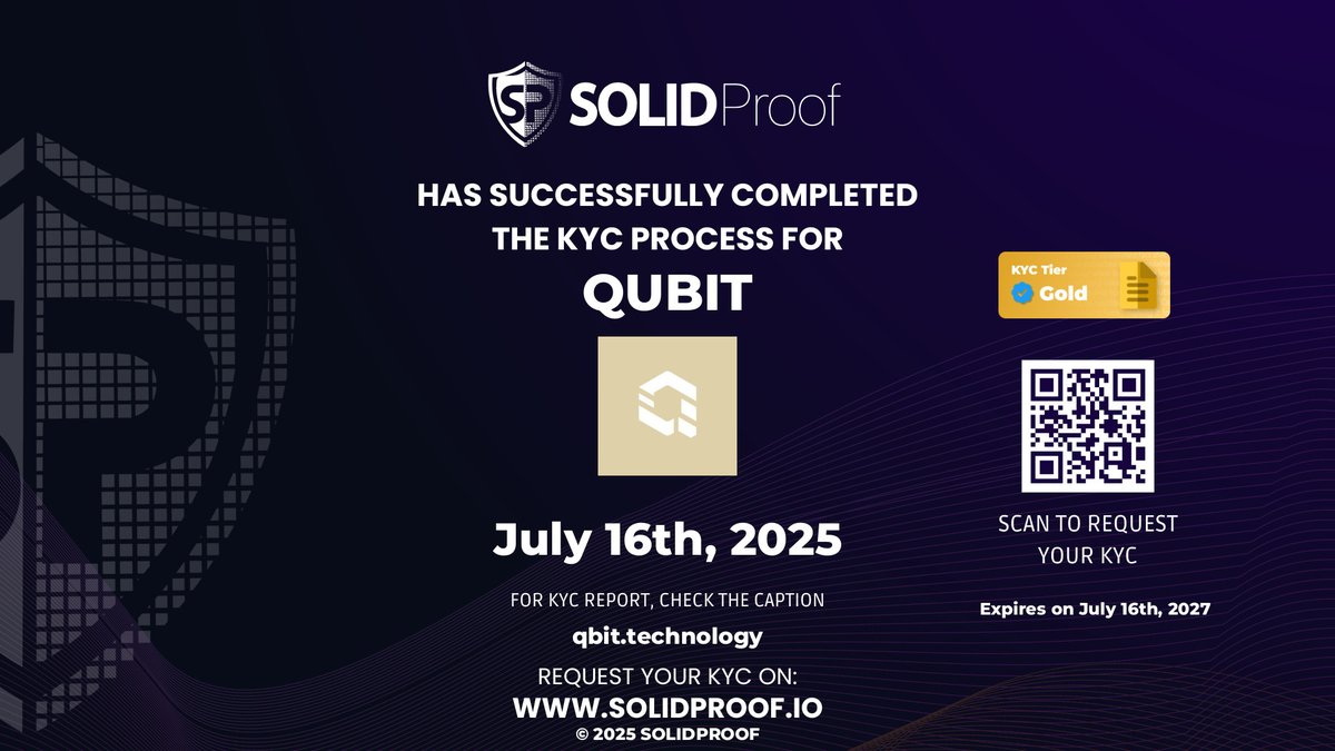 We have finished the KYC process for <a href="/QbitCompute/">Qubit</a>🛡️
Well deserved KYC Gold Tier!

Check the security score here: app.solidproof.io/projects/qubit

Need a Smart contract audit, KYC or development support? Send us a message, our sales team will gladly make a customized offer for you!