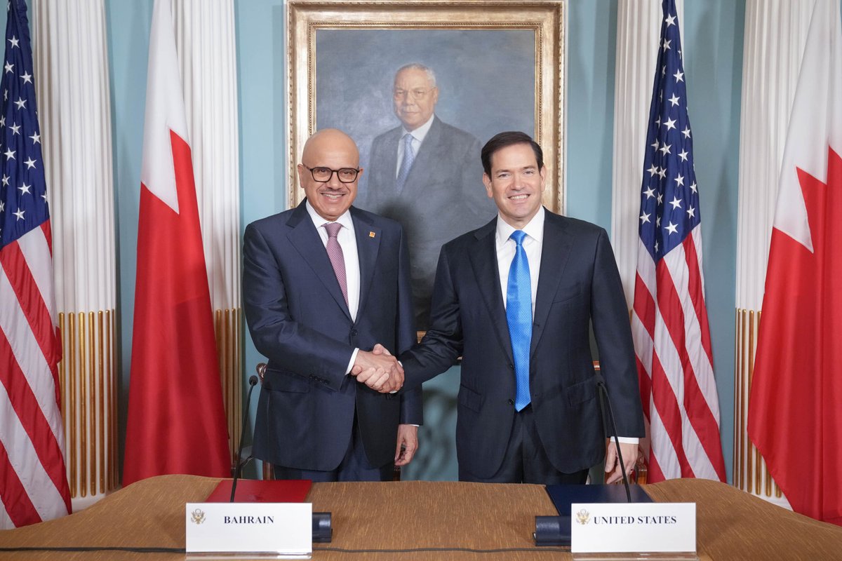 SecRubio's tweet image. Signed a Memorandum of Understanding on Civil Nuclear Cooperation (NCMOU) with Bahrain's Minister of Foreign Affairs Dr. Abdullatif bin Rashid Al Zayani today. This milestone strengthens U.S.-Bahrain ties, advancing energy security, economic growth, and nuclear safety.