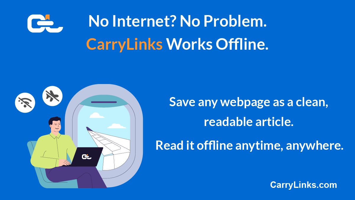 CarrylinksLLC's tweet photo. No Internet? No problem. 📴
CarryLinks now lets you save webpages as articles for offline reading on any browser, device or operating system.
🎧 Listen to articles or print them anytime.
Save. Read. Anywhere. Anytime.
👉 Join https://t.co/kXqVt70bVg ✨
#CarryLinks #productivity https://t.co/t861NHxB9O