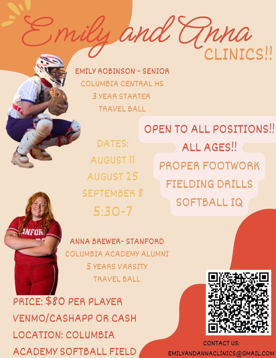 Coming to share some exciting news!!!! My friend and I are going to be doing some fielding clinics!!! Open to all ages and positions!! Super exciting and can’t wait 🤍